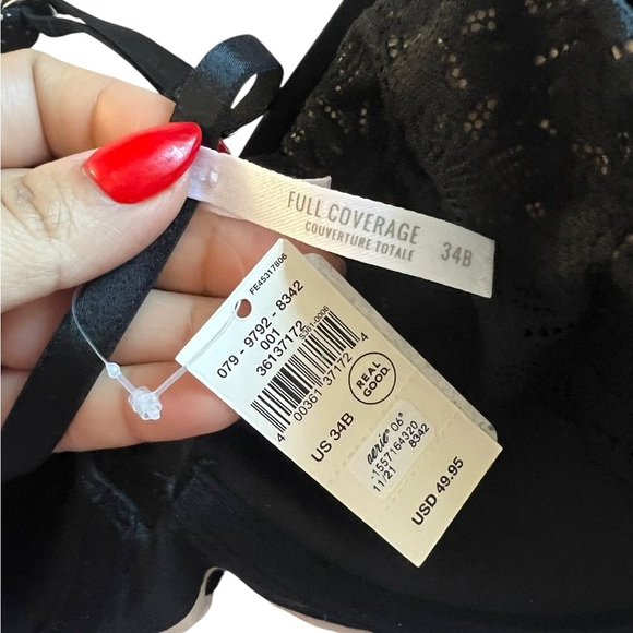 NWT Sunnie Full Coverage Lightly Lined Blossom Lace Trim Bra - Size 34B, Black! - Picture 8 of 8